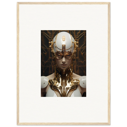 Futuristic humanoid figure with golden enhancements for Hamlet Vanguard room decor