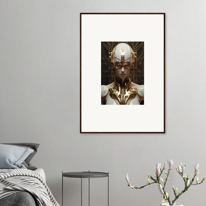 Surreal humanoid figure framed wall art from Quantum Hamlet Vanguard, perfect room decor