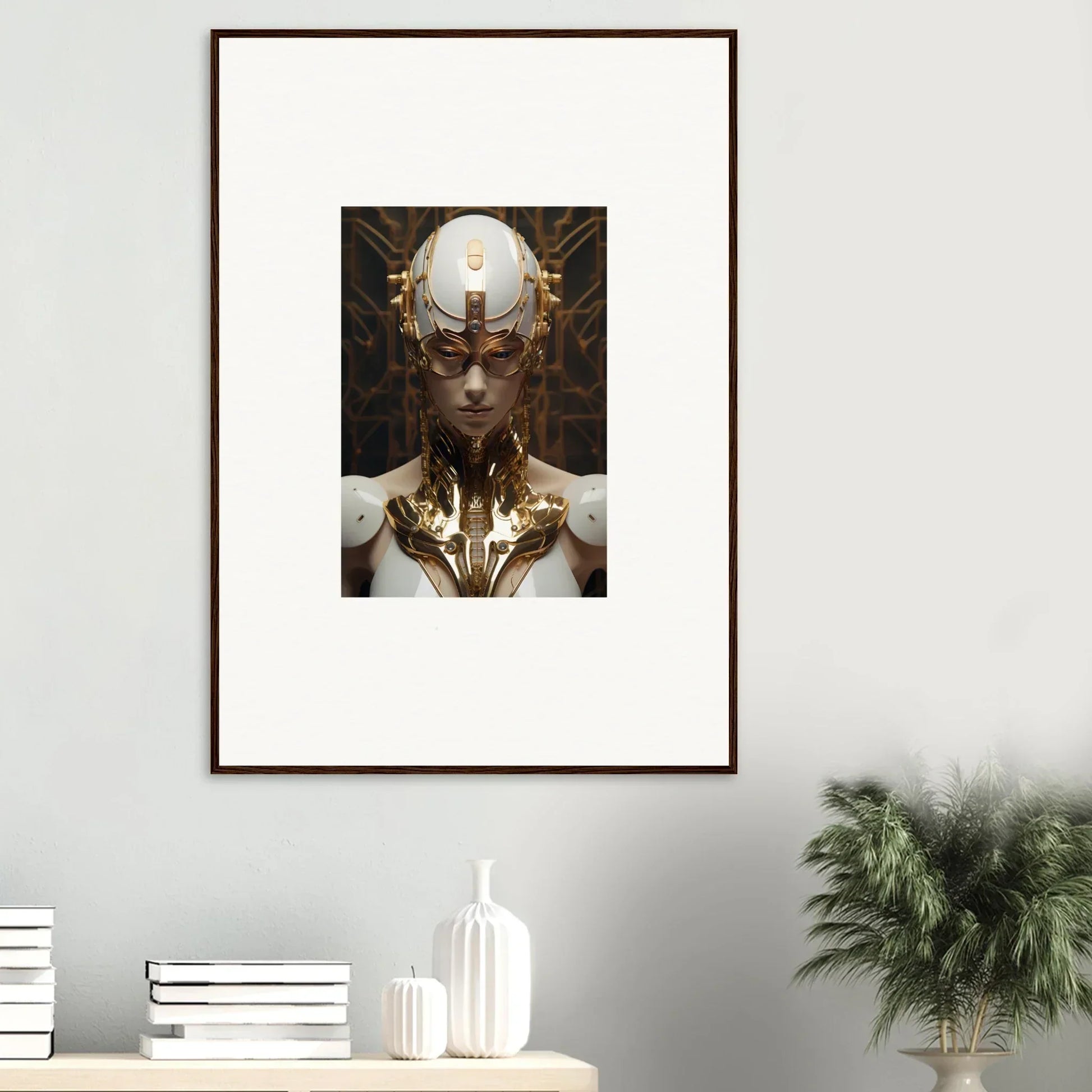 Surrealist framed wall art of illuminated figure for unique Hamlet Vanguard room decor