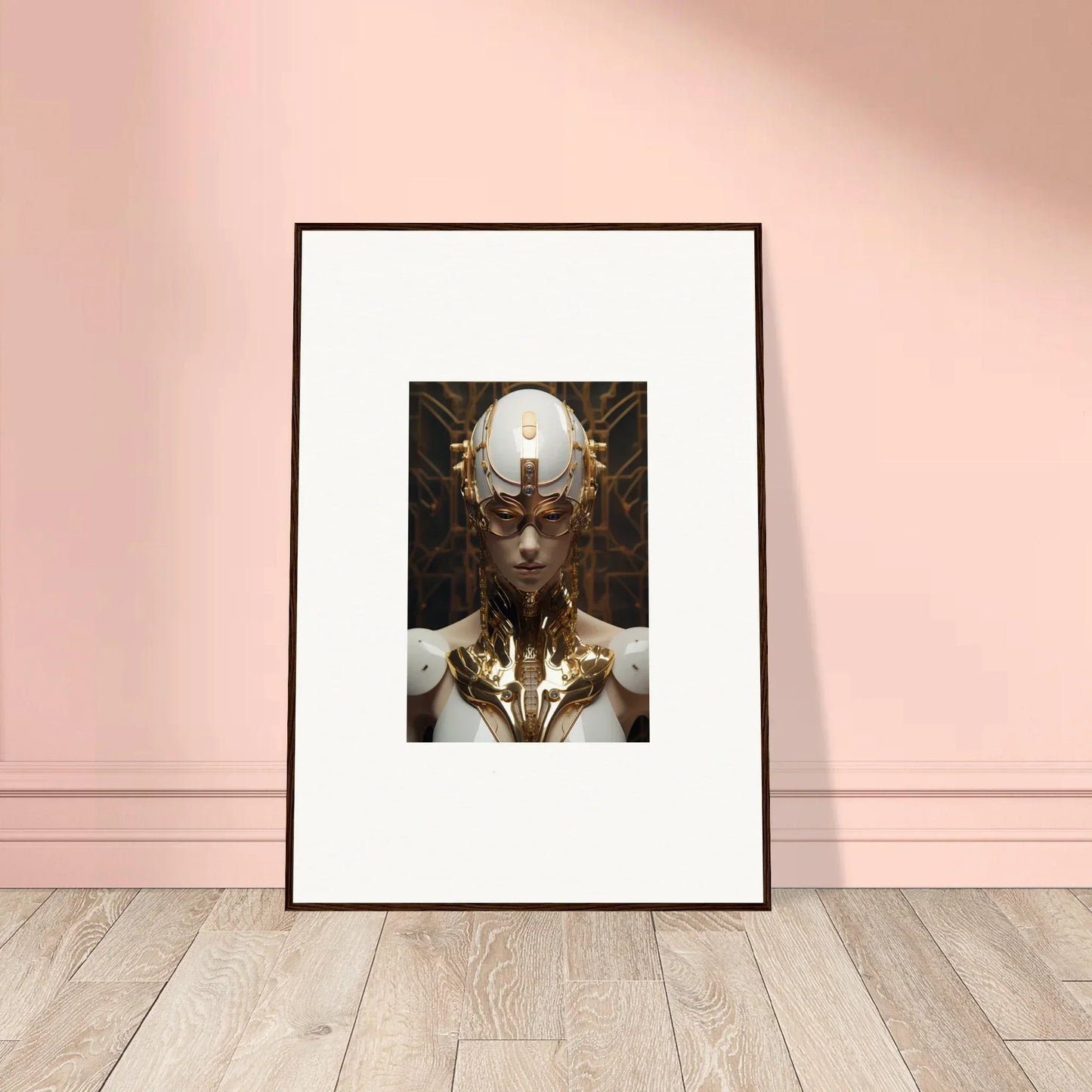 Framed wall art of Quantum Hamlet Vanguard featuring a futuristic humanoid figure