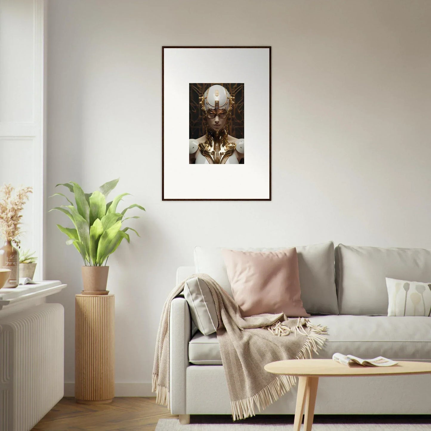 Framed surrealist portrait artwork of a human figure for Hamlet Vanguard room decor