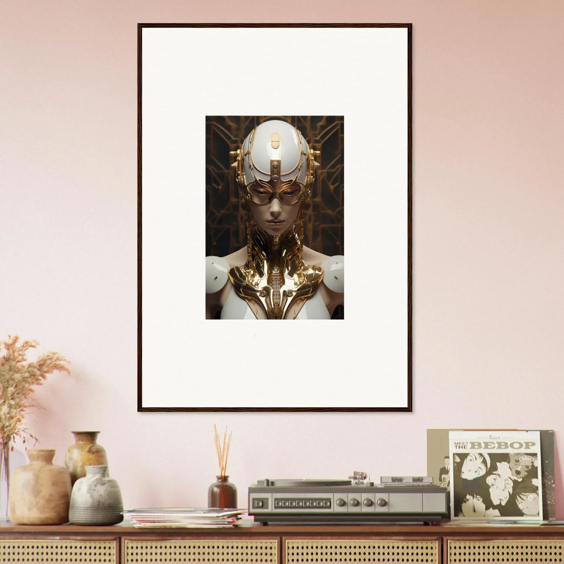 Framed wall art of a futuristic humanoid for stylish Room Decor, Quantum Hamlet Vanguard