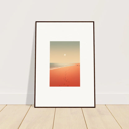 Framed wall art of a minimalist desert landscape with red horizons for stylish room decor