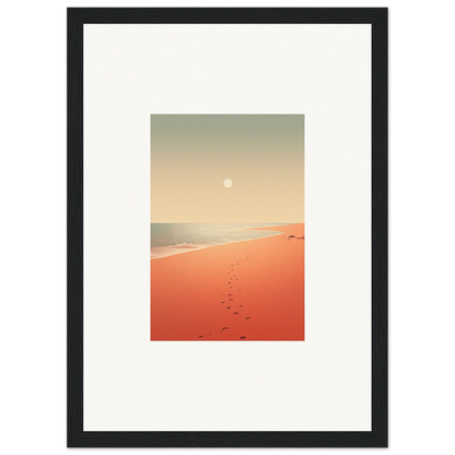 Framed wall art of red horizons and sunset beach scene for elegant room decor