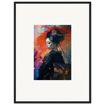 Colorful portrait of a woman in geisha attire, perfect for your umbrella dreams canvas print