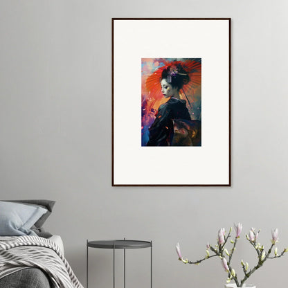 Colorful canvas print of a figure with stylish hair, perfect for room decoration in Umbrella Dreams