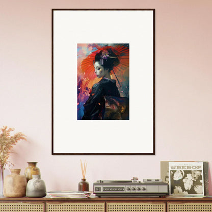 Stylized woman portrait canvas print for vibrant room decoration in Umbrella Dreams theme