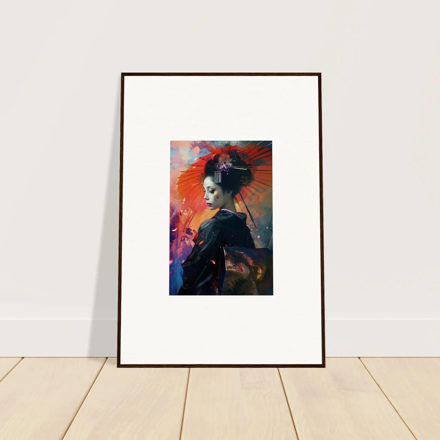 Colorful abstract portrait canvas print for vibrant umbrella dreams room decoration