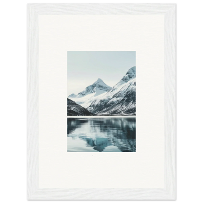 Framed canvas print of alpine echoes reflecting in a calm lake for room decoration