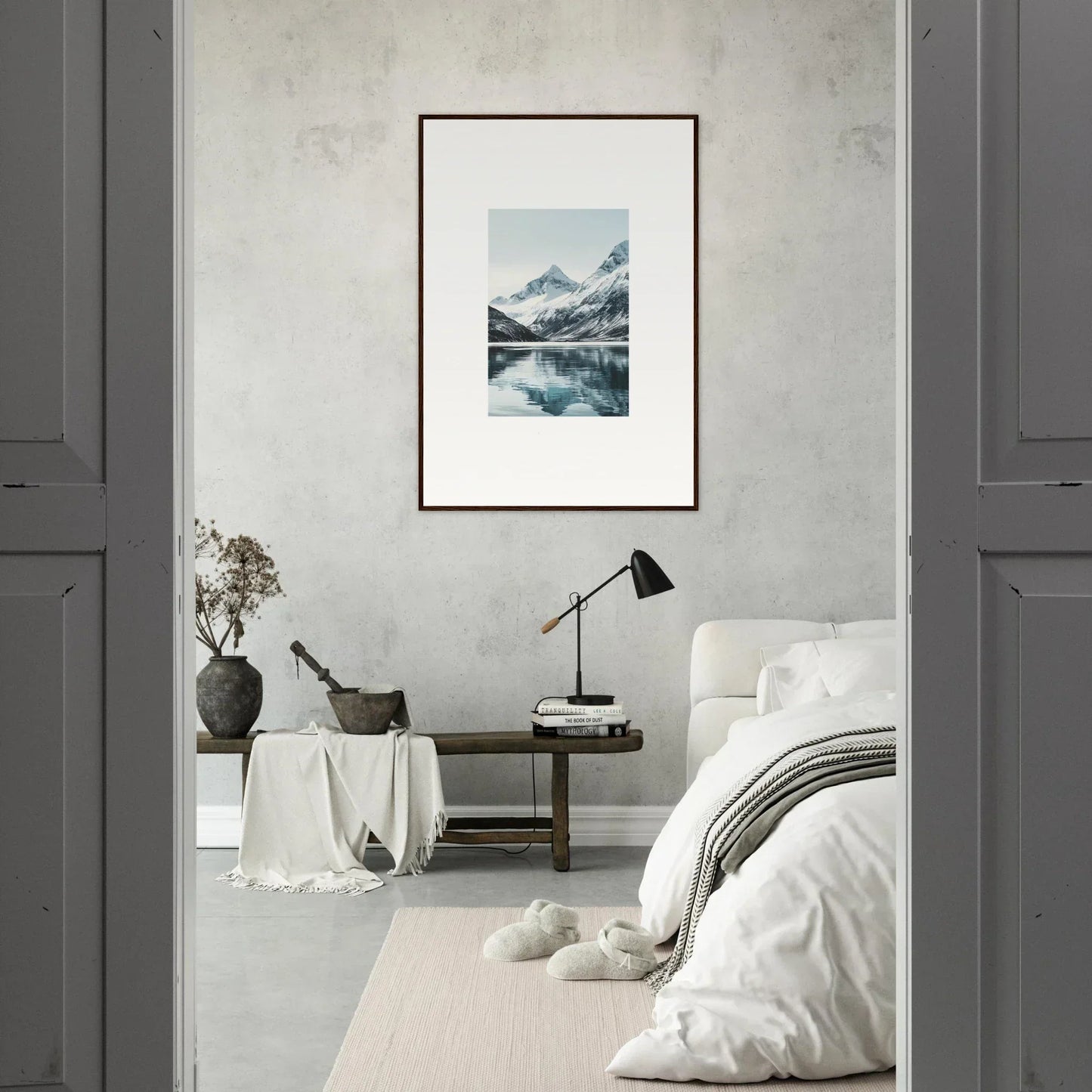 Framed landscape photograph of stunning alpine echoes for stylish room decoration