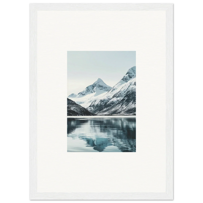 Framed photograph of Alpine Echoes reflecting in a calm lake perfect for room decoration