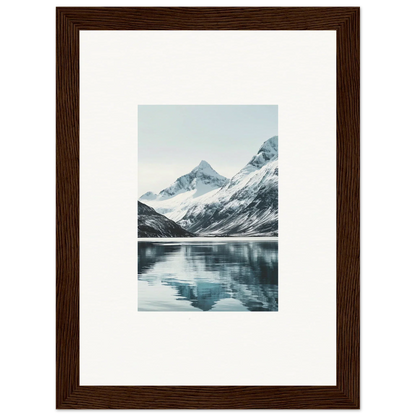 Framed canvas print of alpine echoes reflecting in a tranquil mountain lake