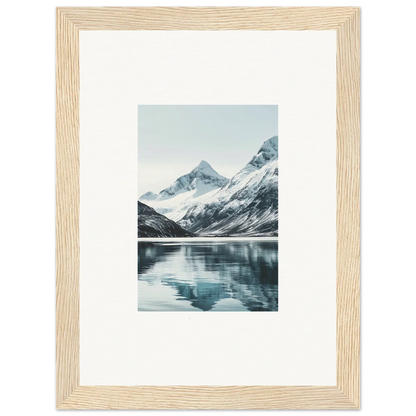 Framed canvas print of alpine echoes in serene lake reflection for room decoration