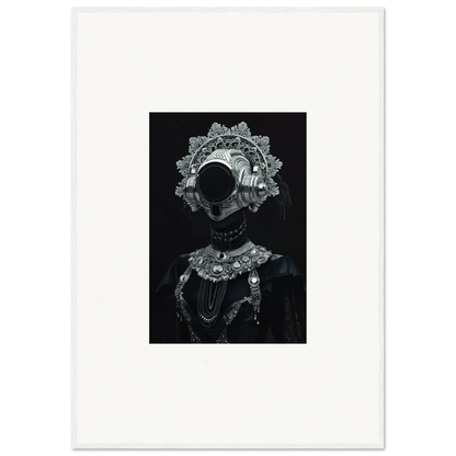 Silhouette figure with lace collar in dark background for elegant framed wall art