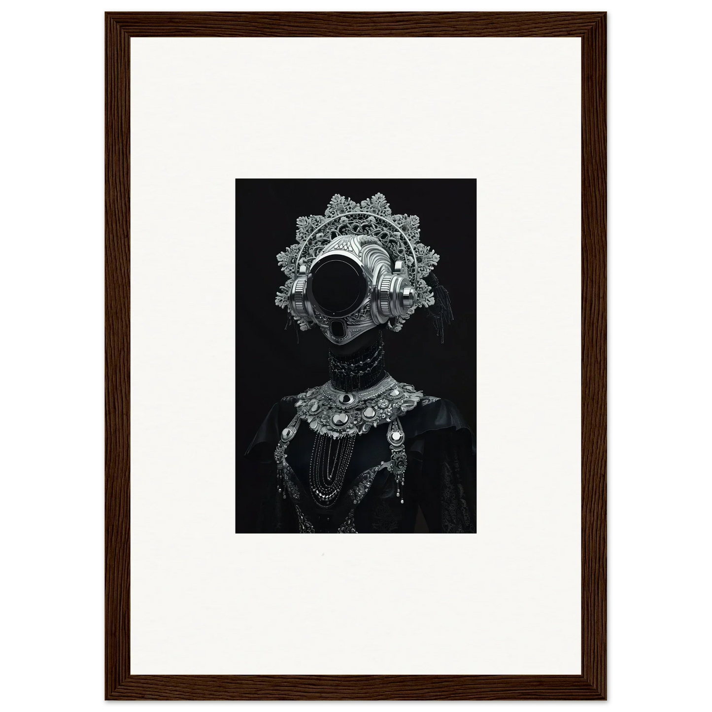 Framed wall art featuring an abstract silhouette with intricate lace patterns for stylish room decor