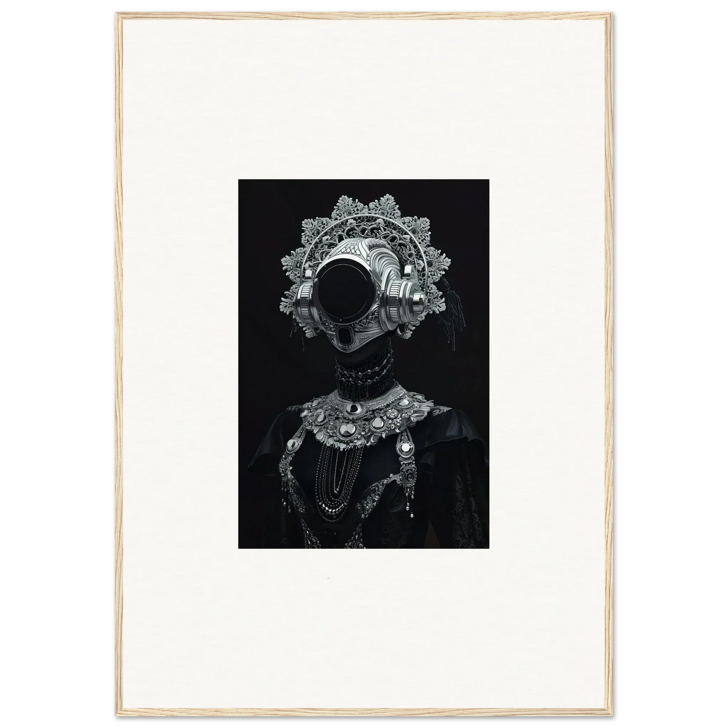 Silhouette figure with lace collar and headdress for elegant room decor canvas prints