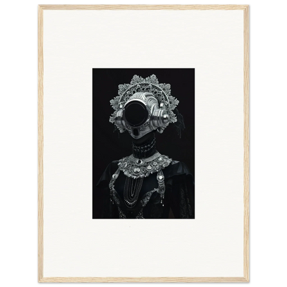 Framed black and white portrait with lace collar, elegant addition to room decor