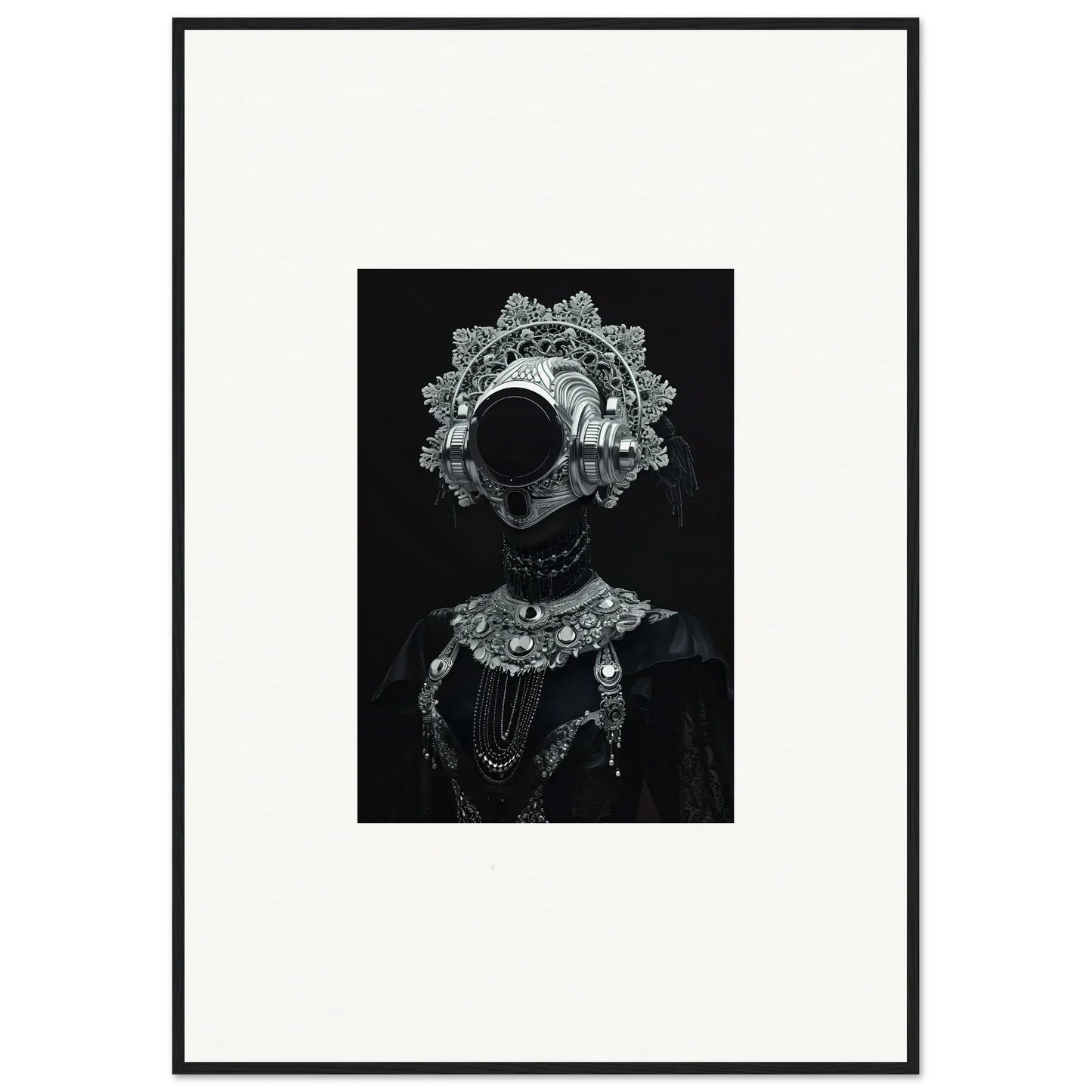 Silhouette portrait with lace collar and headdress for elegant room decor canvas prints