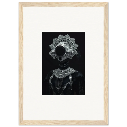 Framed black and white portrait with lace collar, perfect for room decor and wall art