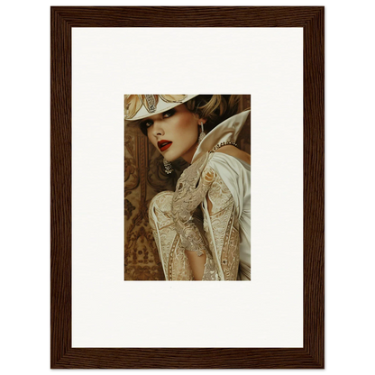 Elegant vintage woman in wide-brimmed hat, perfect for room decoration or Canvas Print