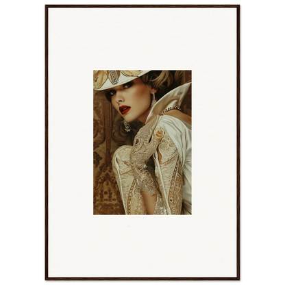 Elegant vintage woman in wide-brimmed hat, perfect for room decoration, Regal Reverie Seduction canvas print