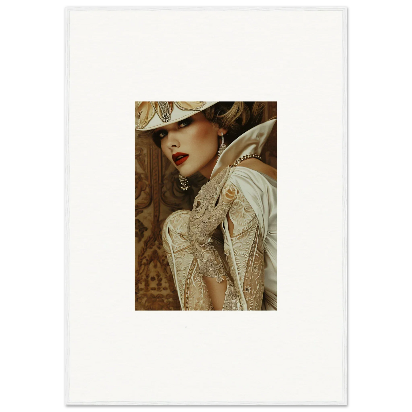 Portrait of a woman in vintage attire, perfect for Reverie Seduction room decoration canvas print