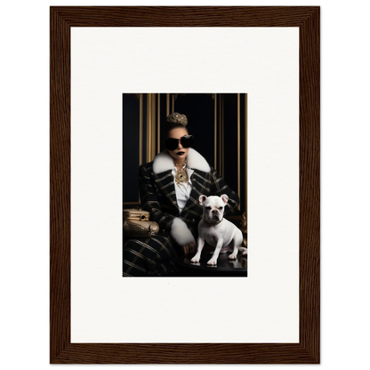 Framed photo of a person in dark clothes with a French Bulldog from Regal Splendor Forces