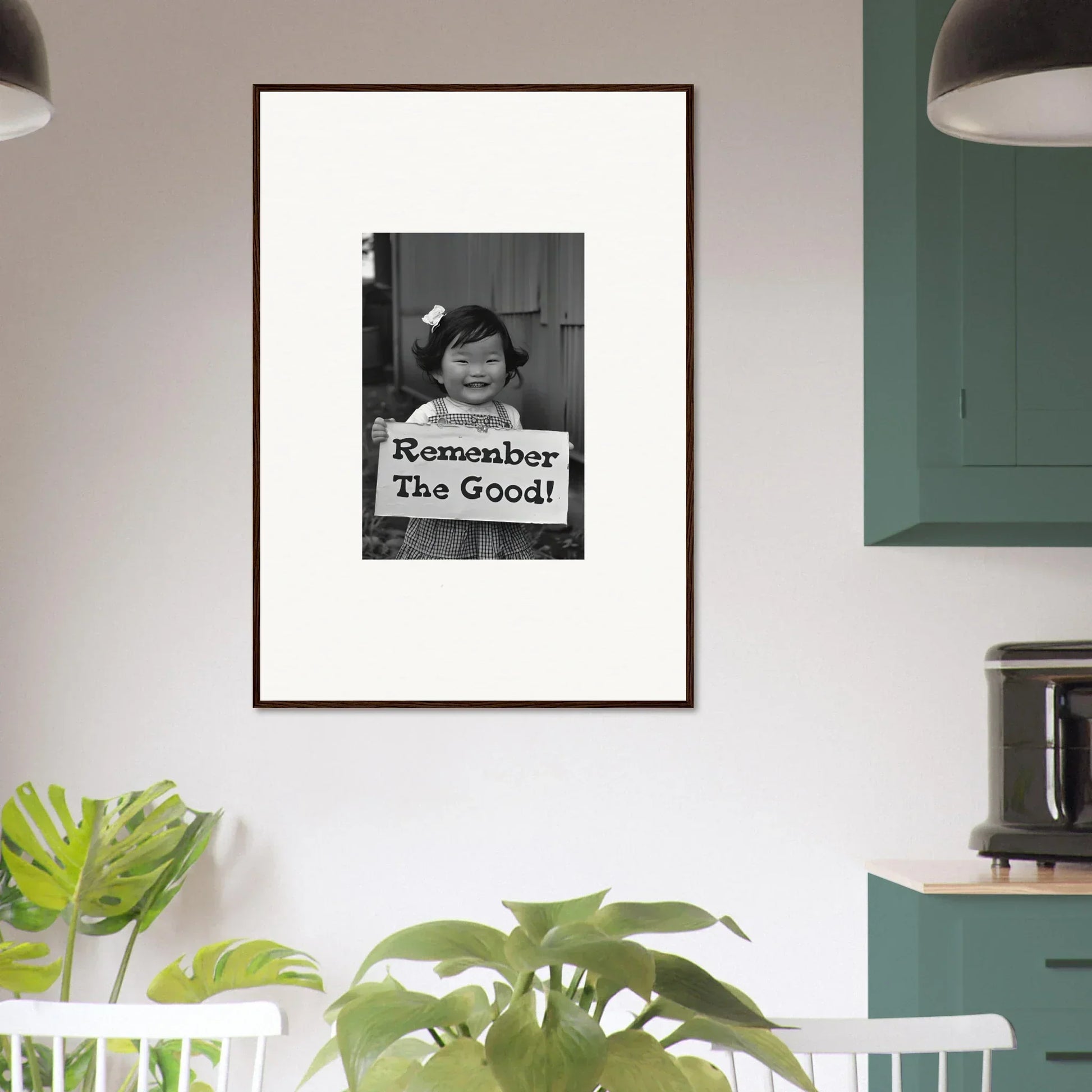 Framed black and white photo with Remember The Good text from Remember Joy Essence special edition art™