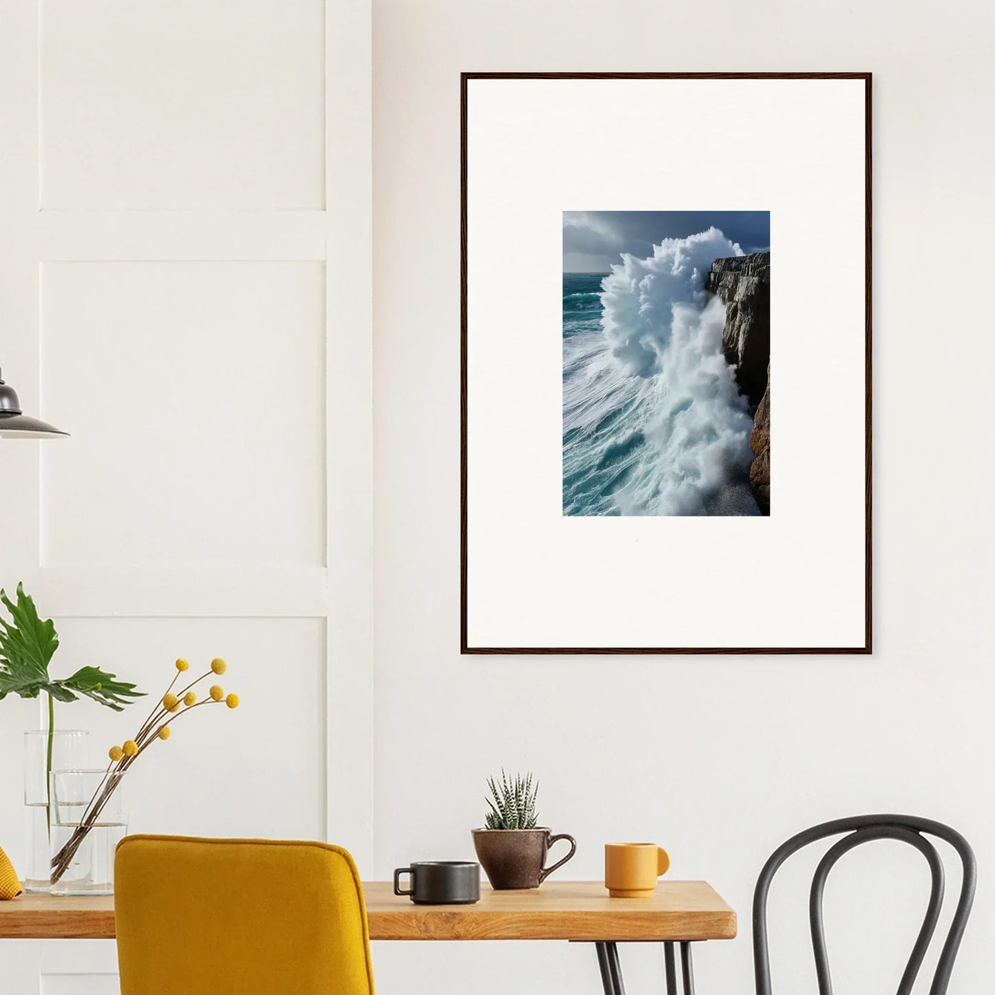 Framed wall art of crashing ocean waves, perfect for Aqua Resonances room decor