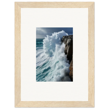 Framed wall art of a powerful wave for stunning aqua resonances room decor