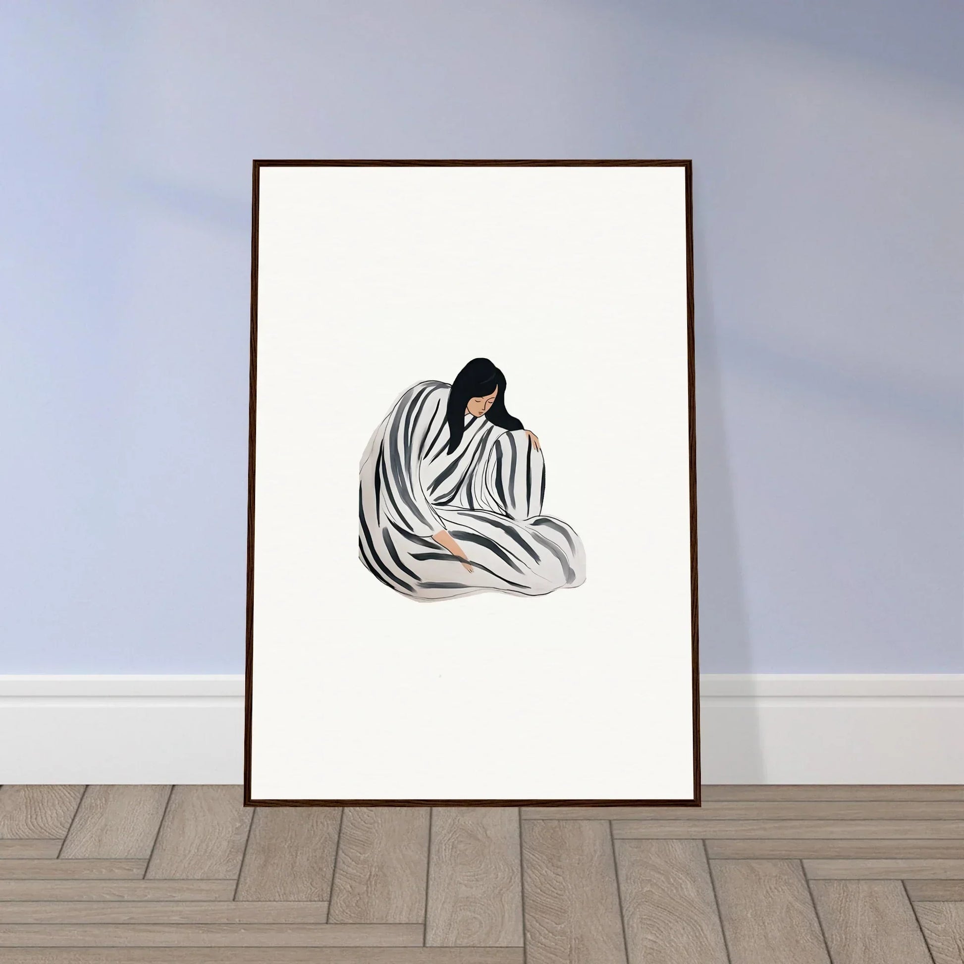 Minimalist canvas print of a figure in flowing fabric for stylish room decoration