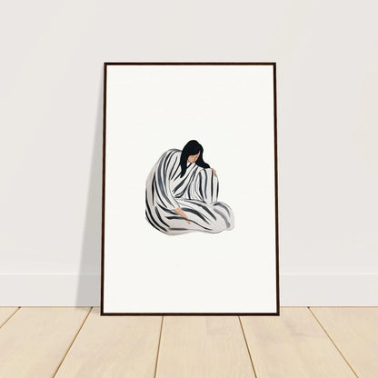 Minimalist sketch of a person in flowing fabric, perfect for room decoration or canvas print