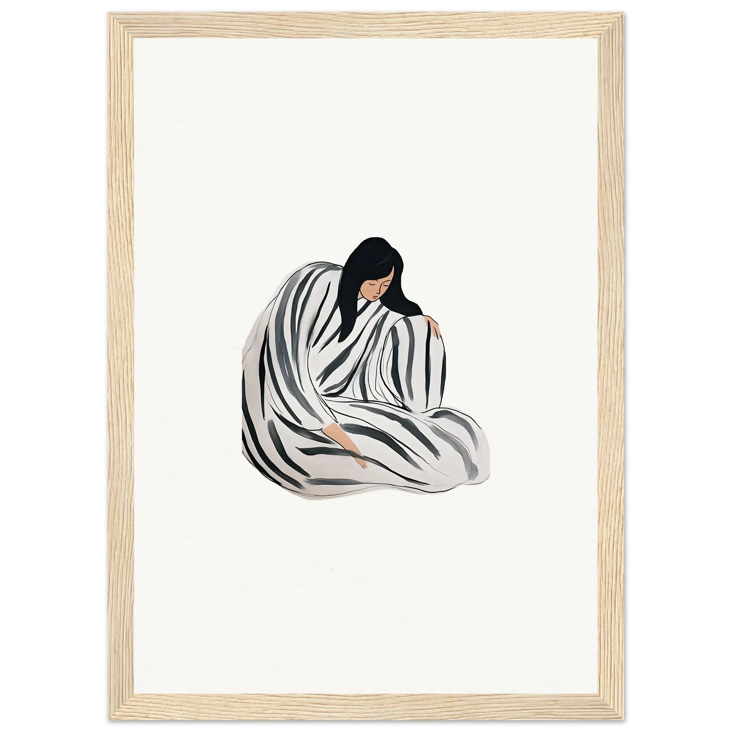 Minimalist wall art of a person in flowing fabric, perfect for room decoration