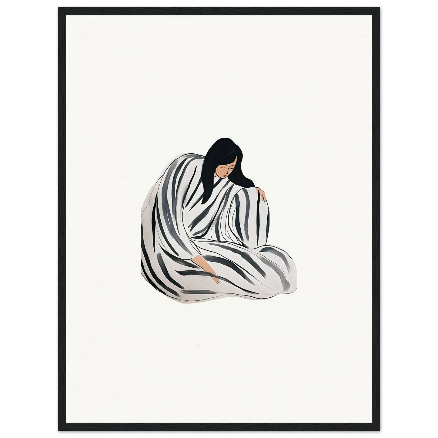 Minimalist wall art of a person in white fabric, perfect for room decoration