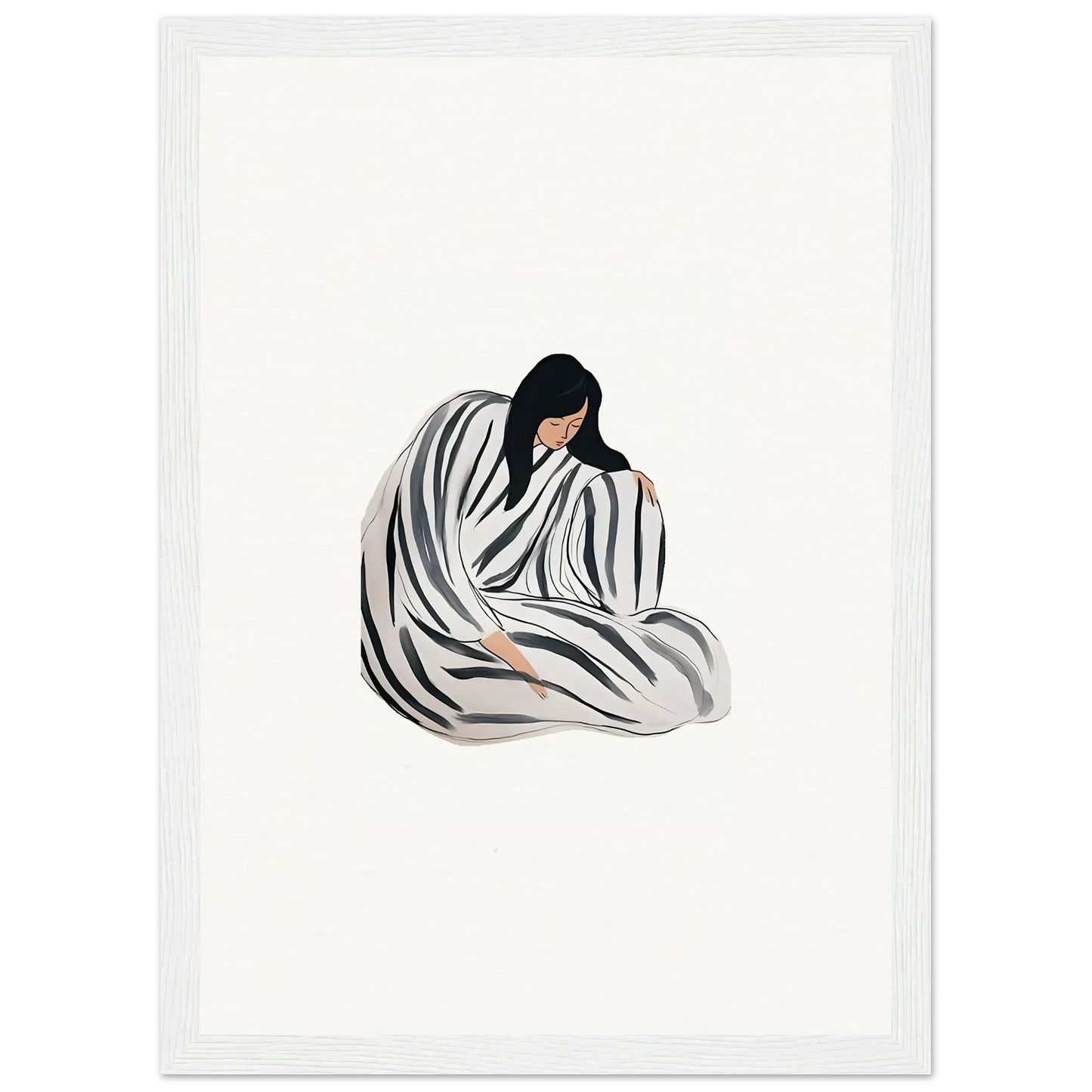 Minimalist canvas print of a person in flowing stripes, perfect for room decoration