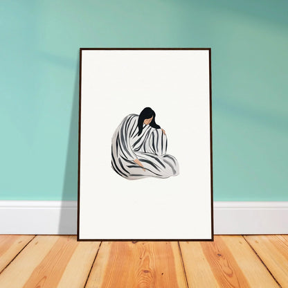 Framed canvas print of figure in fabric, perfect for room decoration and wall art vibes