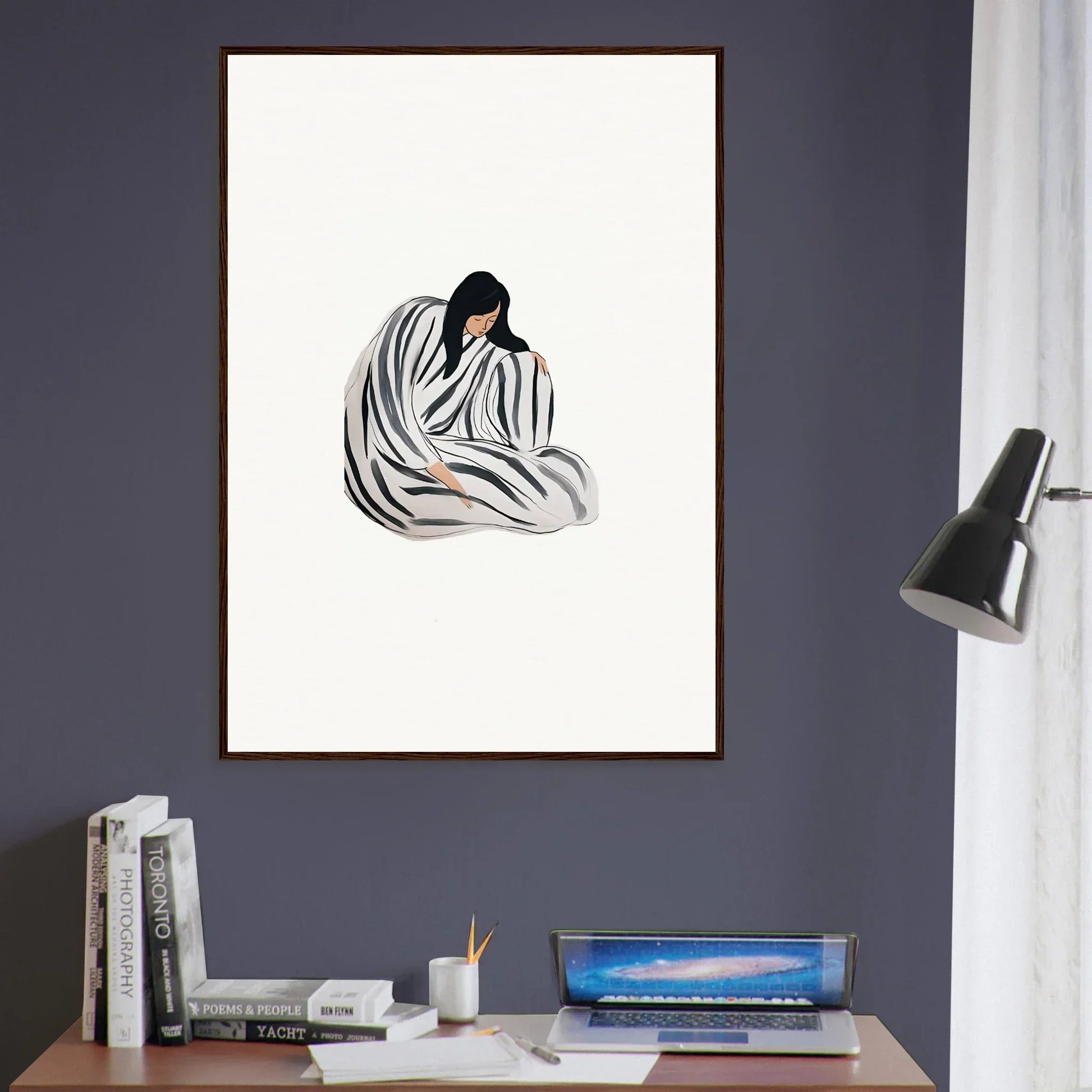 Minimalist sketch of a person wrapped in fabric for stylish room decoration canvas print