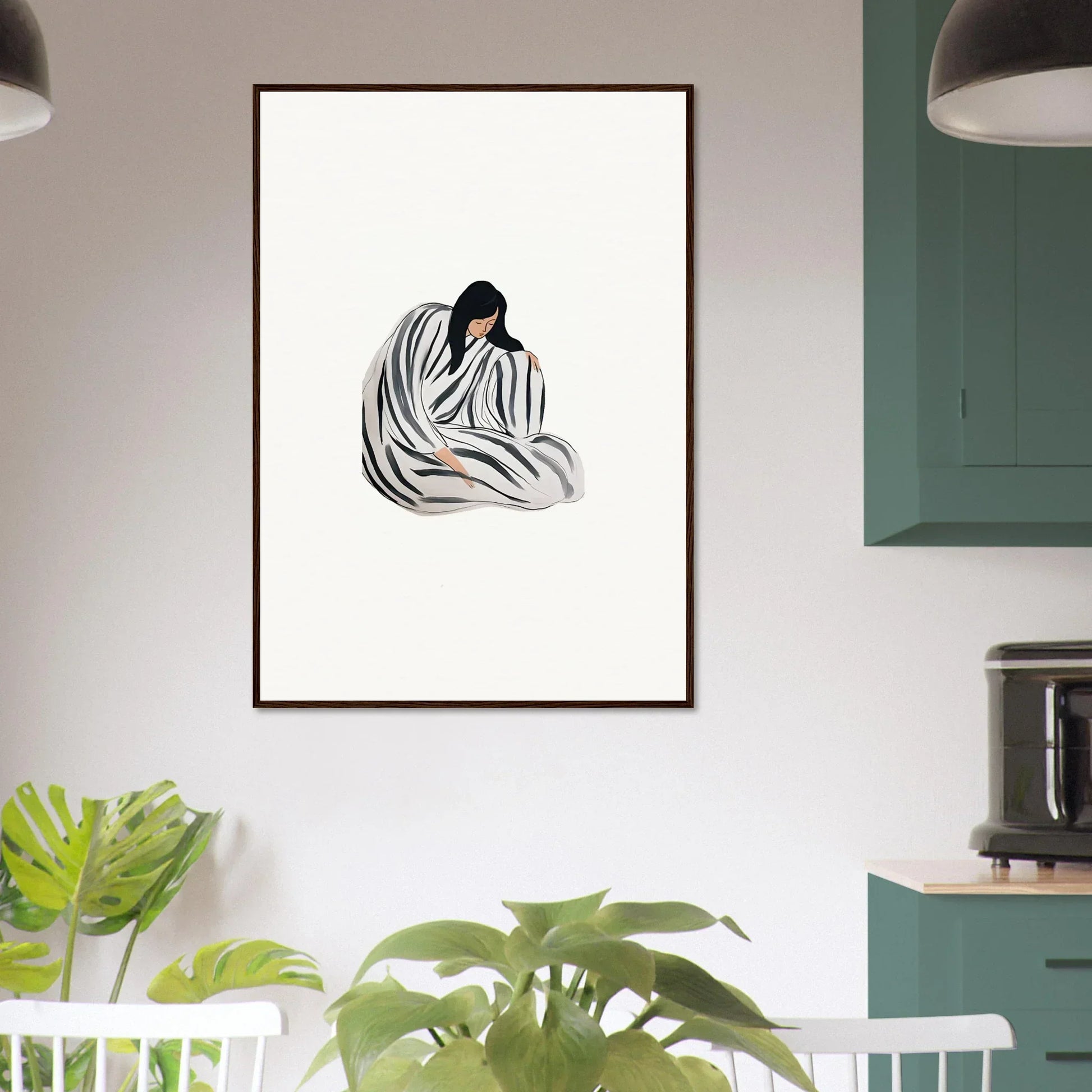 Minimalist canvas print of a seated figure for stylish room decoration wall art