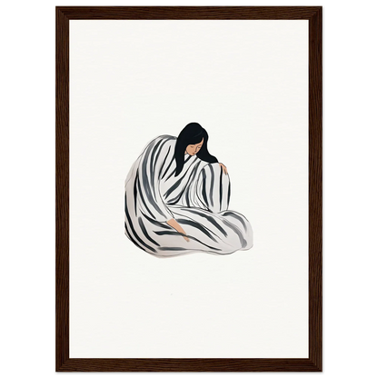 Minimalist wall art of a person in flowing fabric for stylish room decoration