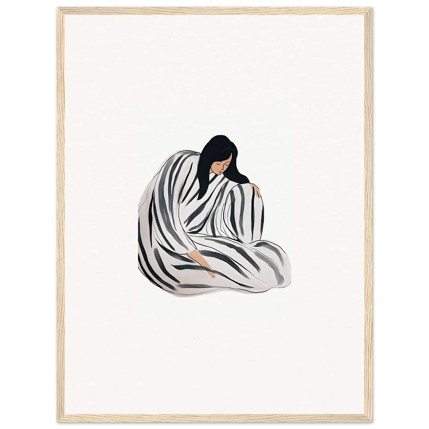 Minimalist canvas print of a person in white fabric, perfect for room decoration wall art