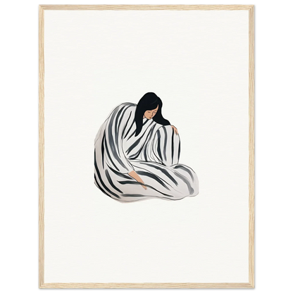 Minimalist canvas print of a person in white fabric, perfect for room decoration wall art