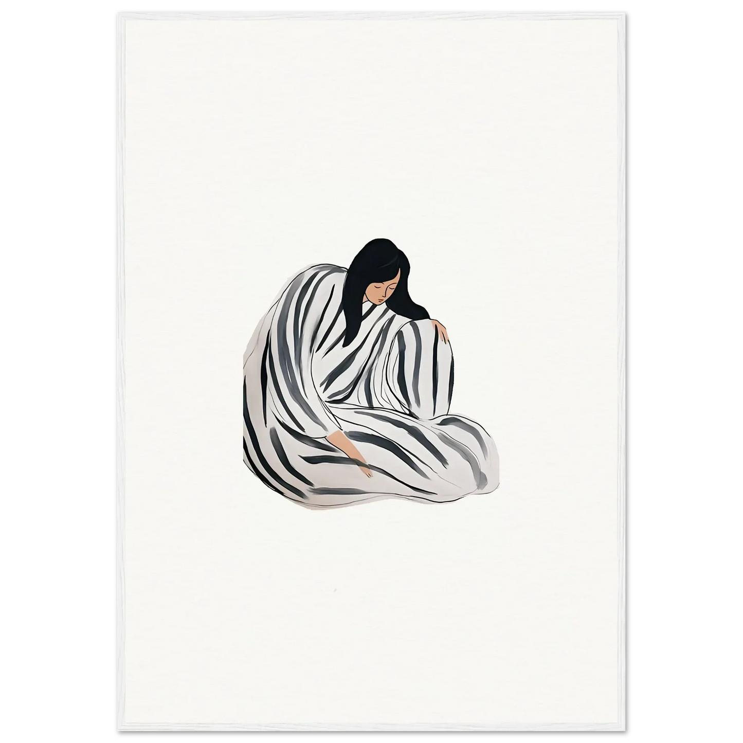 Stylized figure in flowing white and gray fabric for cool wall art or room decoration