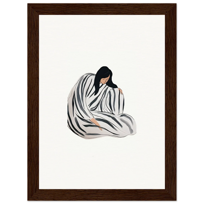 Minimalist canvas print of a person in white fabric, perfect for room decoration wall art