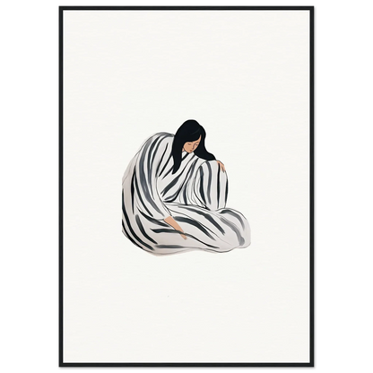 Minimalist canvas print of a person wrapped in flowing fabric for stylish room decoration