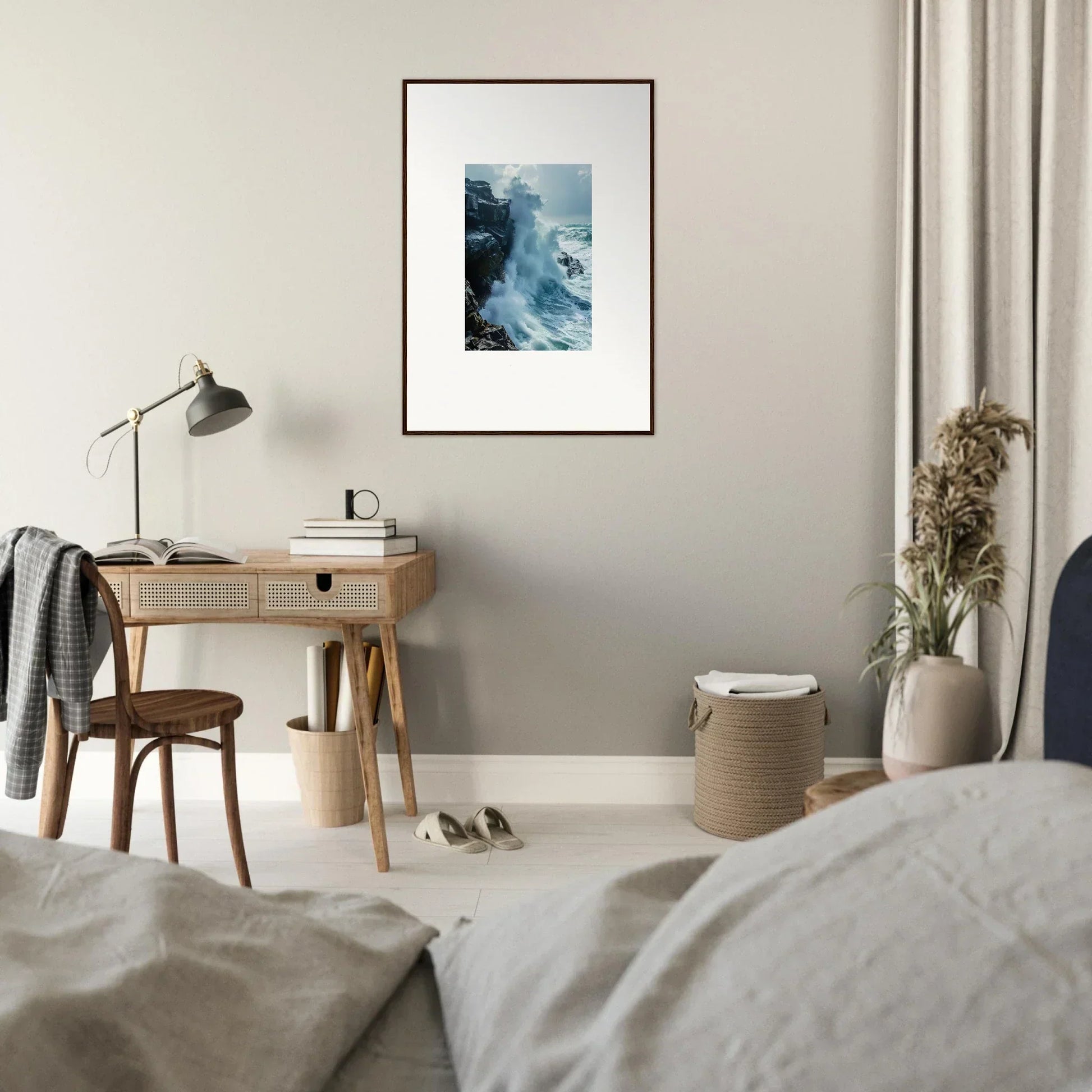 Framed wall art of a crashing ocean wave for stunning Room Decor, Horizon Upgrazed