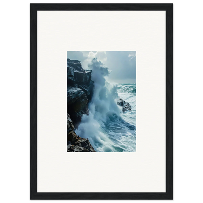 Powerful ocean wave crashing on cliffs in Horizon Upgrazed framed wall art