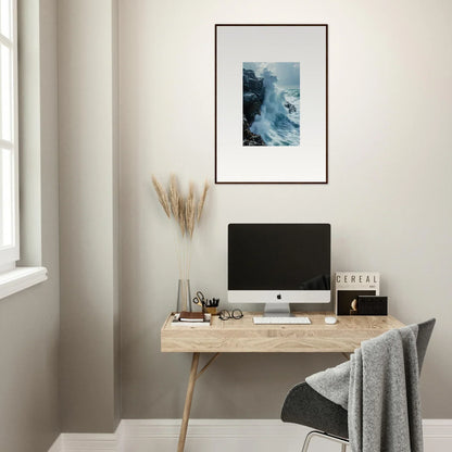 Minimalist wooden desk with computer monitor and accessories, perfect for Horizon Upgrazed room decor