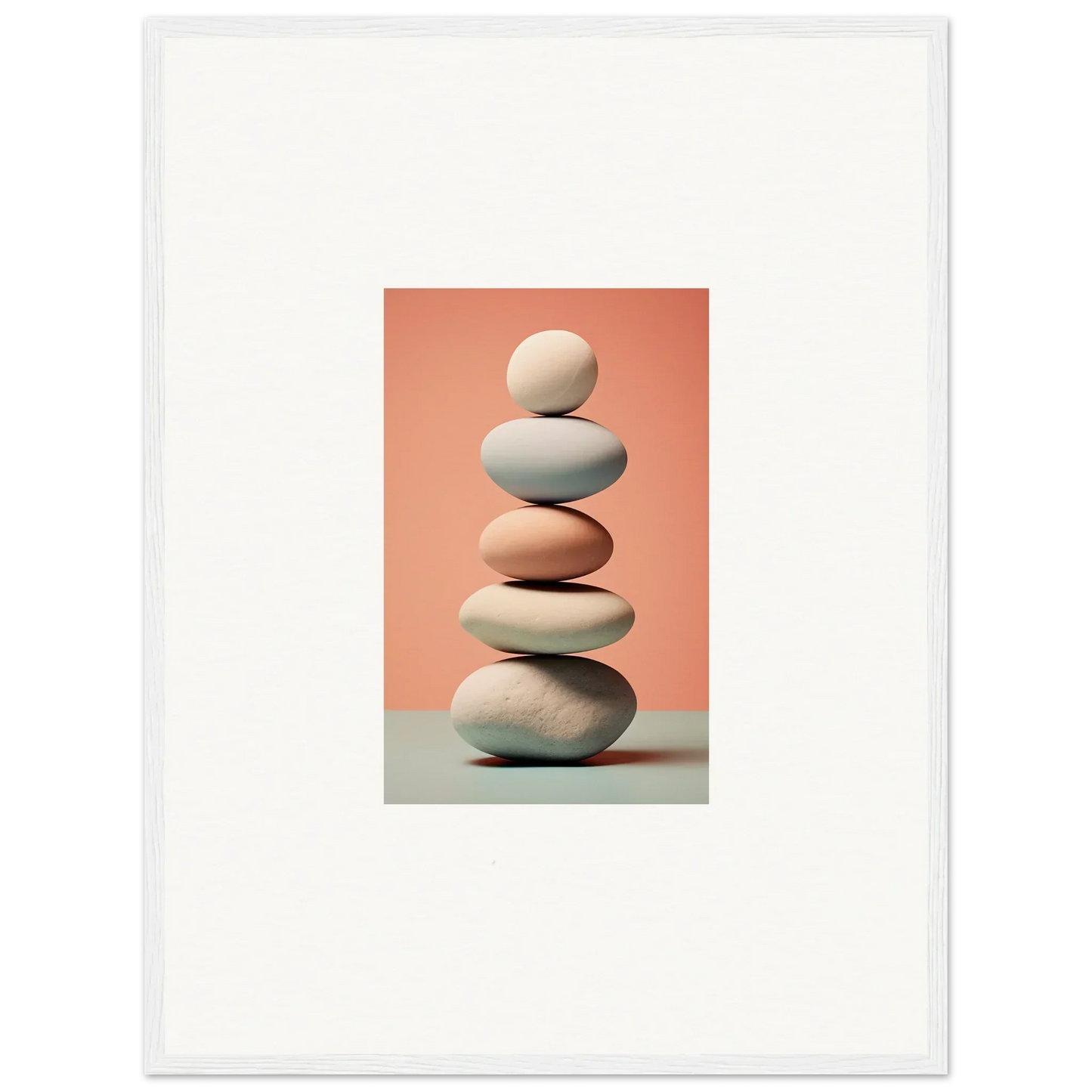 Stack of smooth balanced stones in neutral tones for Marble Sands room decoration canvas print