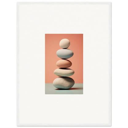 Stack of smooth balanced stones in neutral tones for Marble Sands room decoration canvas print