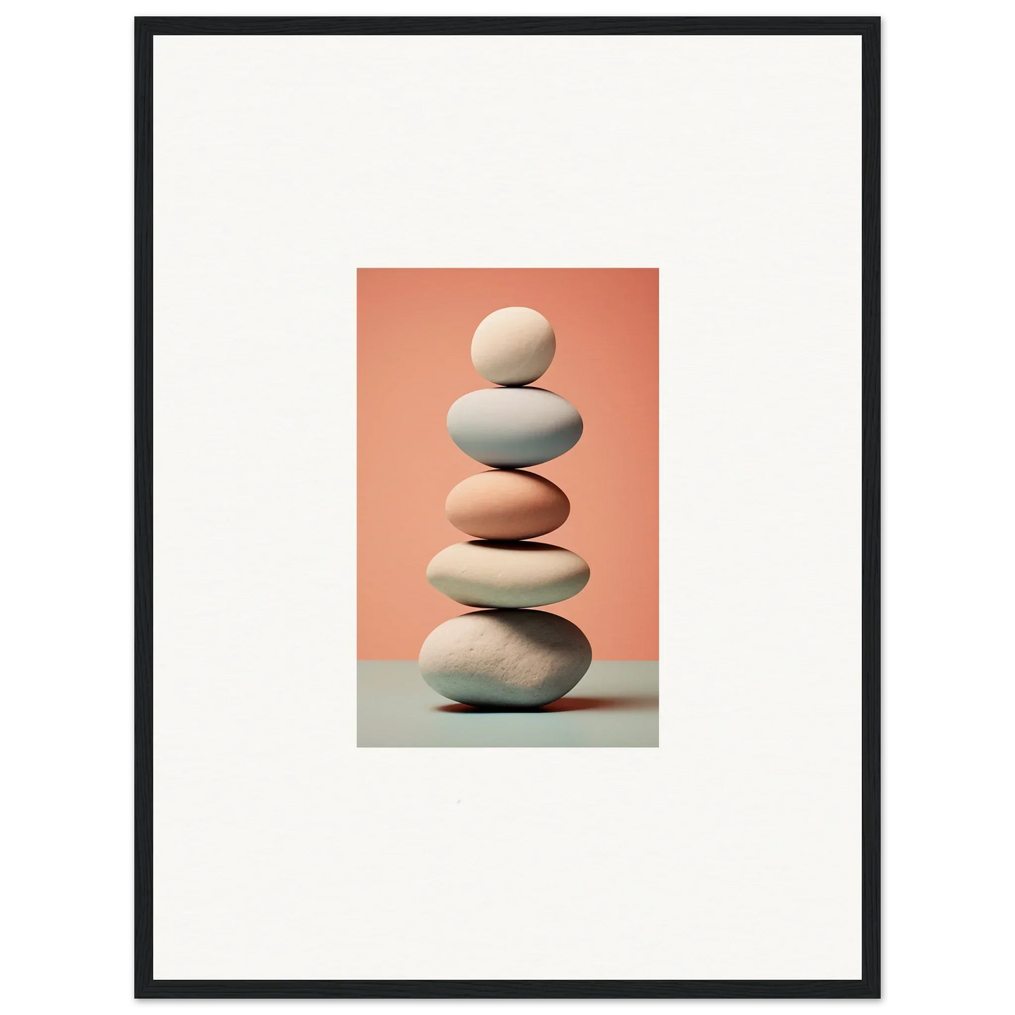 Stack of smooth balanced stones in marble sands for stylish room decoration canvas print